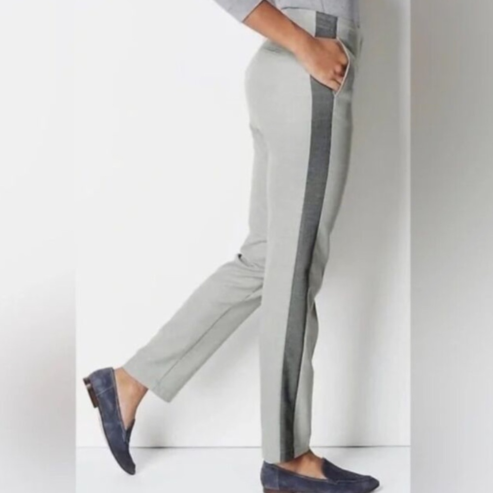 JJILL Heathered Grey with Dark Grey Tuxedo Side Stripe Women's Sz 16 Ankle Pants